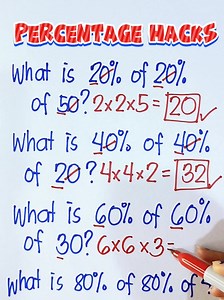 50K views · 1.2K reactions | Percentage Hacks‼️ #Math #maths #teachergon #mathteachergon #mathematics #mathshortcut #mathtrick #mathhacks #mathtutorial | Math Tutorials | Facebook