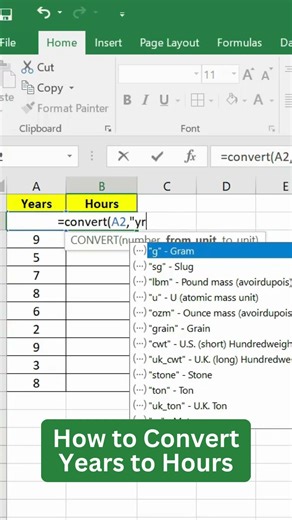 How To Convert Years into Hours in Excel (Easy Formula Trick)