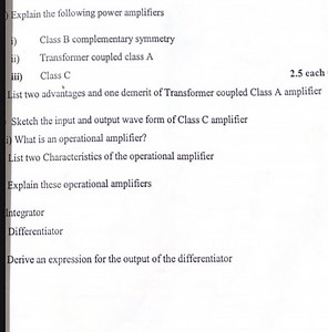 Explain the following power amplifiers:i) Class B complementa... | Filo