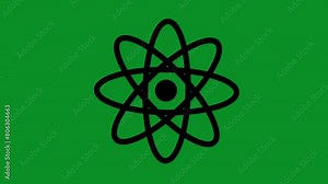 Atomic icon animation on a green screen. The Atomic icon animation with key color. 4k video