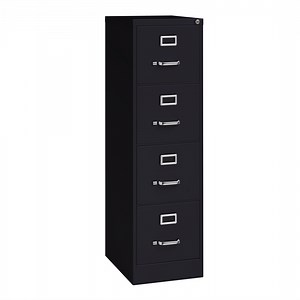 Hirsh 22" Deep 4 Drawer Letter Width Vertical File Cabinet, Commercial Grade, Black