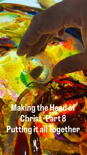 Tim Carey on Instagram: "Placing the head, with another layer of glass and Frit. Then completing the surrounding imagery and one last firing…I hope. . . . . #paintingwithlight #fusedglass #stainedglass #glassart #artglass #kilnforming #bullseyeglass #glassportrait #vitreonics #portraitsinglass #"