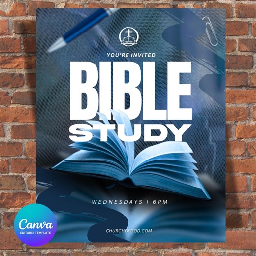 Church Bible Study Flyer Template, Christian Event Poster (canva Editable, Digital Download) - Etsy