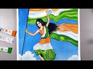 BHARAT MATA PAINTING // easy painting for republic day // watercolor painting