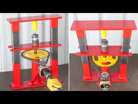 How To Make A Drill Powered Mini 5 Ton Screw Press Machine | Homemade Press Machine | DIY