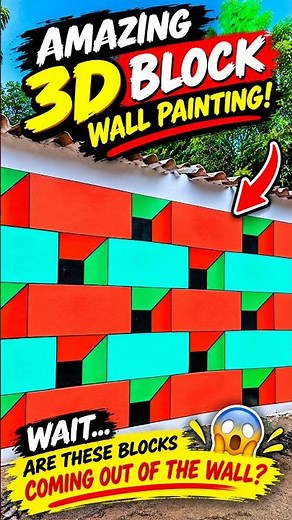 Amazing 3D Block Wall Painting! 🤯🔥#wallpainting #3dwallpainting #homedecor #opticalillusion #shorts