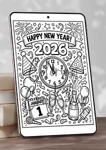 Happy New Year Coloring Pages | 6 Printable Coloring Sheets | Kids & Adults | Digital Download - Etsy