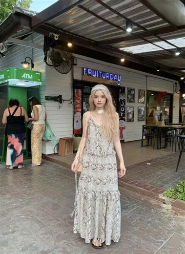 Vintage Snake Print Maxi Dress Bohemian Ruffle Sundress Sleeveless Backless Tiered Long Beach Dress Summer Vacation Fairy Grunge Aesthetic - Etsy