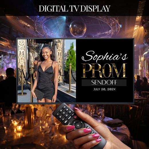 Prom Send off Screen, Frame TV Prom Screensaver, Black Gold TV Display, Prom Night Digital Download, Editable Template - Etsy