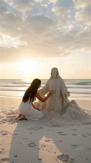 Jesus shaped image from white sand #bible #jesus #gospel#shorts