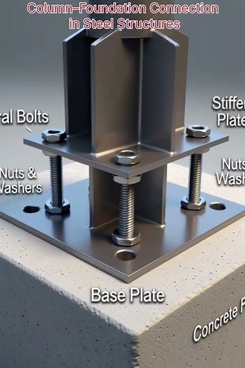 Column–Foundation Connection in Steel Structures😱😱 #vidyapathengineers