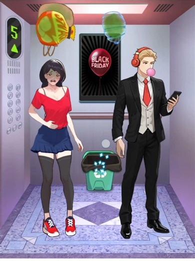 Brain Fever Level 64(Help the girl secretly fart until she reaches the 10th floor)complete solution