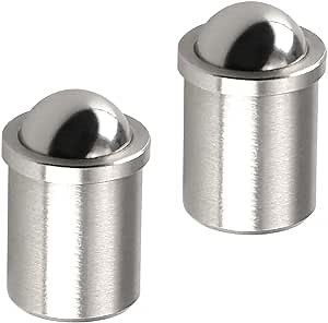 MroMax 2Pcs Closet Door Ball Catch Latch - Stainless Steel 0.39" Diameter Ball Bearing Door Catch Spring Plunger Furniture Fitting Lock Replacement for Cabinet Closet Drawer Silver Tone