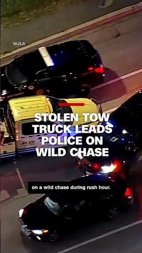 Watch: Stolen tow truck leads police on wild chase