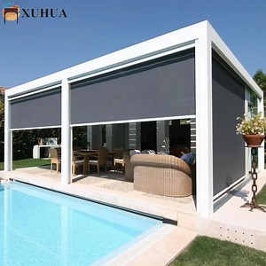 [Hot Item] Xuhua Waterproof Outdoor Motorized Patio Screen Aluminum Windows Zip Track Roller Blind