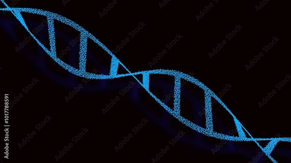 Animation of dna strand on black background. Science and digital interface concept digitally generated video. Genomic sequencing, molecular biology, and genetic. 4k