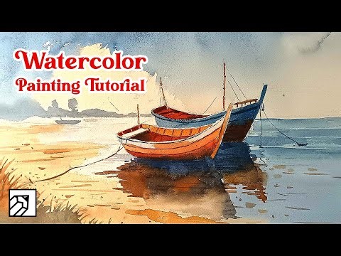 Sea Sunset Relaxing Watercolor Painting Tutorial