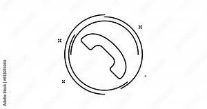 Phone handset 2d animated outline icon. Phone handset rotation appearance 4k motion design animation for web, mobile and ui design
