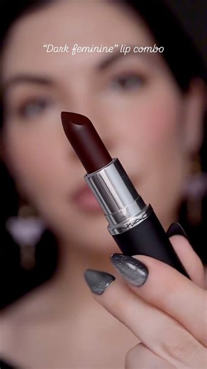 Don’t know exactly what dark feminine is but if I had to guess it’s this lip 🖤 Products used: @saiebeauty lip liner 101 in tease @maccosmetics sleek satin lipstick in 809 film noir #lipsticktutorial #lipcombo #darkfeminine #filmnoir #maccosmetic | Sosodoesmakeup