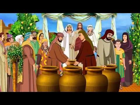 Jesus Turns Water into Wine In The Wedding At Cana ( Bible Cartoon stories for kids in German )