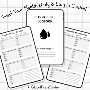 Blood Sugar Log PDF – 121-page Glucose Tracker, Diabetes Journal & Health Planner - Etsy