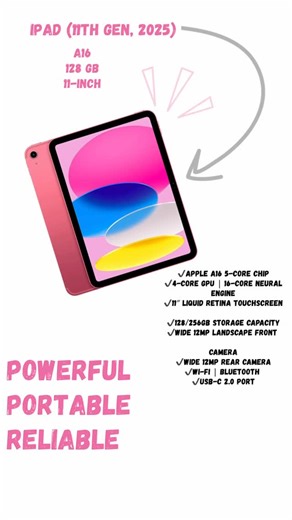 WIGS | VIRGIN HAIR | MAKEUP • SKIN | PHONECASES 🇯🇲 on Instagram: "Apple 11-inch iPad (11th Gen, 2025) $70,000 🎁 @shopannibelleza - This iPad in your hand is not just a device —— it is a status that distinguishes you! Everyday life becomes smarter, faster and more aesthetic with the new iPad 11th gen 🎀! 📱 8764090402 for more information 🛒 Apple 11-inch iPad (11th Gen, 2025) ✔️Apple A16 5-Core Chip ✔️4-Core GPU | 16-Core Neural Engine ✔️11″ Liquid Retina Touchscreen ✔️2360 x 1640 Screen Reso