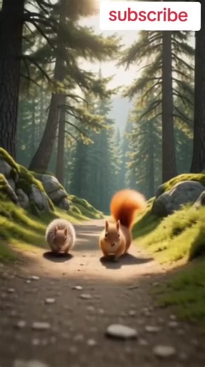 Cute Squirrel and Hedgehog Friendship in the Forest