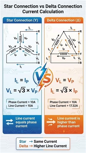 Star vs Delta Connection Explained ⚡ | 3-Phase System Basics