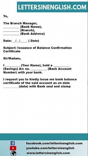 Bank Balance Confirmation Letter