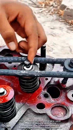 Engine Valve Installation Work Tool Using Valve Spring Compressor #worktool