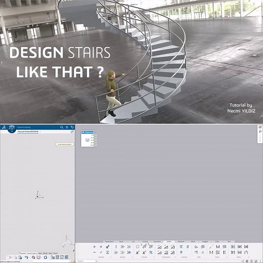 Design stairs like that? Tell us in comments how you do it, please, thanks! Thanks Necmi YILDIZ for this tutorial which illustrate the strong capability of our CATIA Visual Scripting app! Watch this tutorial in the free CATIA User Community, with the audio comments from Necmi. #3DEXPERIENCE | CATIA