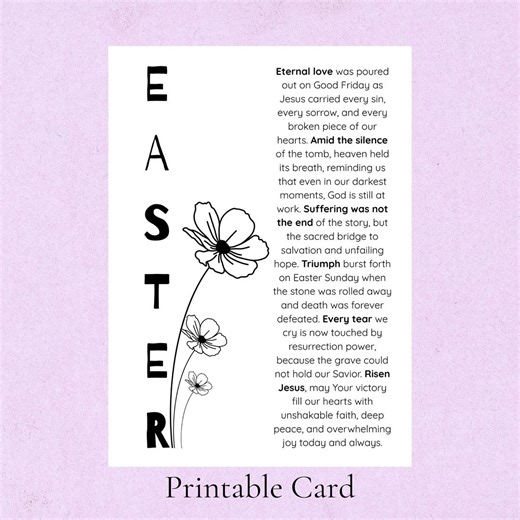 Easter Blessing Card PRINTABLE Prayer Keepsake Christian Religious Faith-based Gift Instant DIGITAL DOWNLOAD for Family and Friends - Etsy