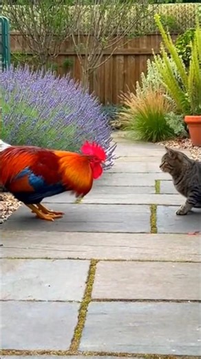 funny Rooster Challenges a Cat... and the Result Is Comedy Gold