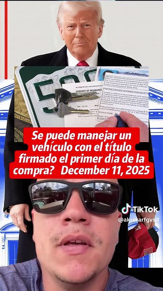No se puede manejar ningún vehículo con el título solamente si no está registrado y asegurado…. #enterate #titulos #seguro#dmv #registracion #comprarcarro #leyes #policialatino#codigolatino#chapa #tablilla #usa