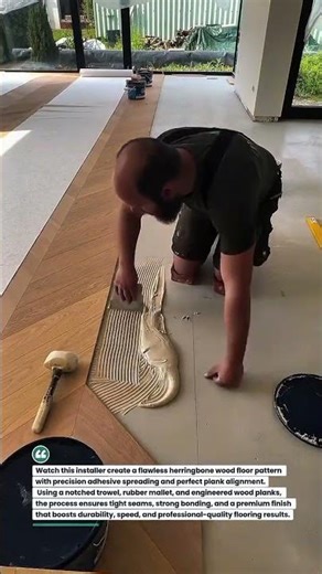 Precision Herringbone Flooring Install 🔥 #FlooringPro #WoodFloor #Construction