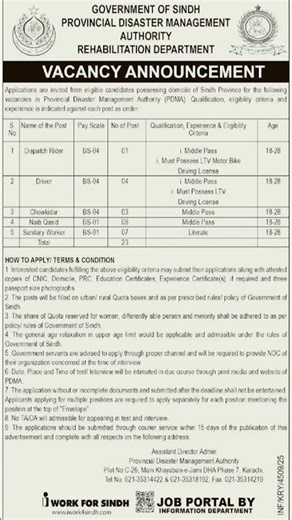 Jobs in Disaster Management|Govt of Sindh #jobs #sindhjobs #govtofsindh #multiplejobs
