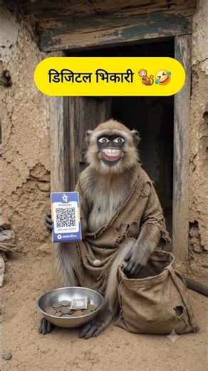 डिजिटल भिखारी 😂📲 #Shorts #MonkeyComedy #FunnyMonkey
