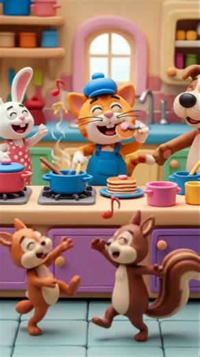 Funny Cat Cooking & Dancing with Family | Blue Cap Cat Singing & Kitchen Fun 😺🎶