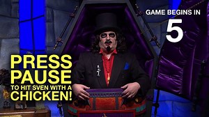 Have you ever wanted to hit Svengoolie with a rubber chicken? Now's your chance! Watch the video and hit pause when the chicken's near his face. How many can you get out of seven? | MeTV