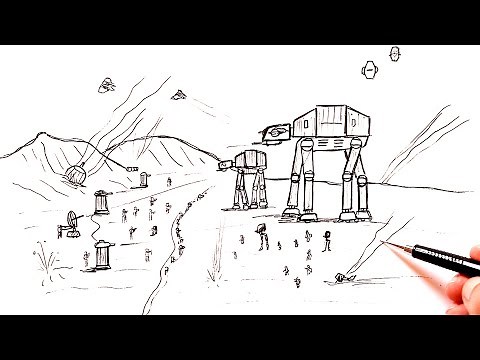 How to draw a Star Wars Battle scene | War scene drawing