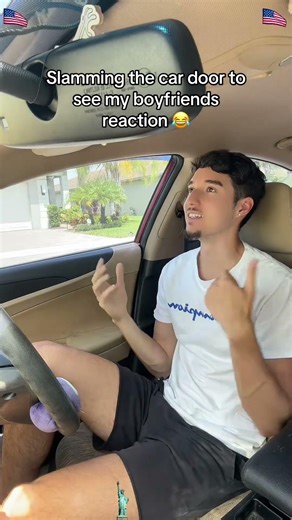 Slamming the car door prank on boyfriend😂😂#funny #usaus #prank #challenge #funnyvideo