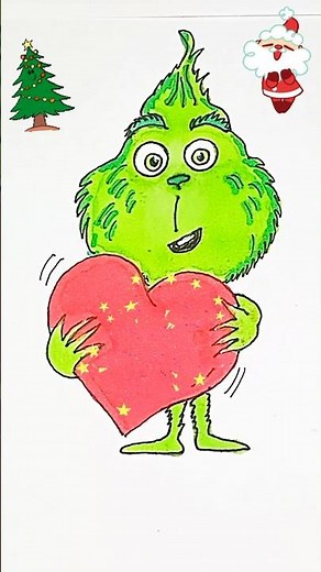 How to draw a cute Grinch 🎄 Step by step drawing for kids