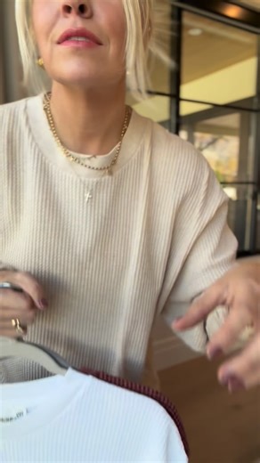 68K views · 309 reactions | Comment SHOP and I’ll send links! $17 waffle tees that look like free people! I’m wearing a size medium, great thick fabric and oversized! Perfect for leggings! | retailcheapskate | Facebook