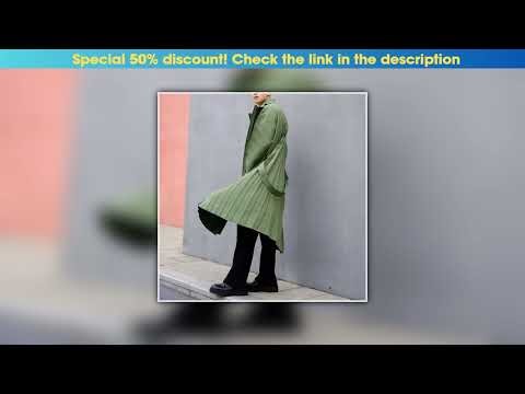 Best Seller Japan Pleated Men's Trench Coat Miyake Fall Winter New Loose Drape Casual British Style