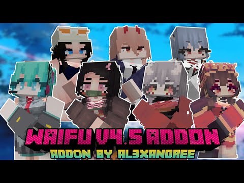 Minecraft Pe Anime Mod Showcase - Waifu Addon V4.5 (Tameable Waifu) | Survival Support