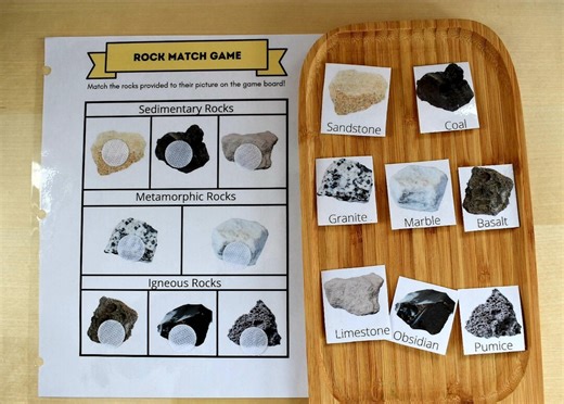 Printable Rock Match Game: Geology Activity for Preschoolers (PDF) - Etsy