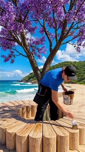 Unbelievable DIY Beach Backyard Transformation😱✨ #beach #epoxyart #viralshorts #backyard