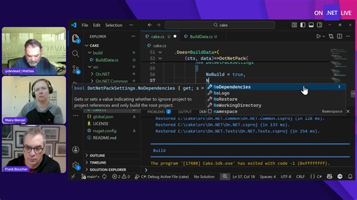 Today, Mattias show us how to use modern .NET and Cake.Sdk to write DevOps definitions as file-based C# apps, with full IDE and debugging support, Cake APIs, and a clean alternative to traditional build scripts, available wherever .NET can run. Cross platforms, services and environments. � Featuring: Mattias Karlsson, Maira Wenzel, Scott Addie, Frank Boucher #dotnet | The .NET Platform