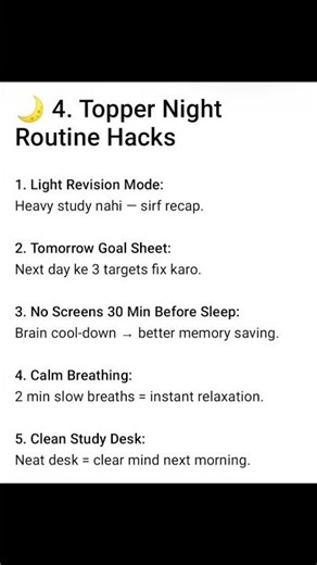 topper night routine helps for Sigma studies