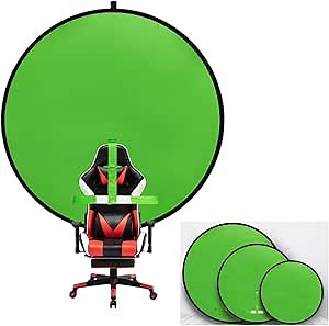 Portable Green Screen Backdrop, Collapsible Webcam Background, Green Screen Chroma Key for Video Chats, Zoom, Online Video Meeting, Photo with Storage Bag (55.1×55.1inch（Circle）)